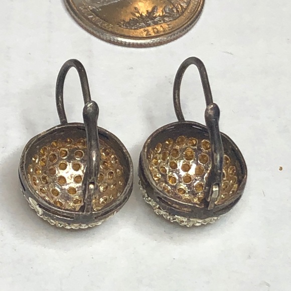 Vintage Retro Drop Clear Gem Pierced Earrings - Picture 4 of 5